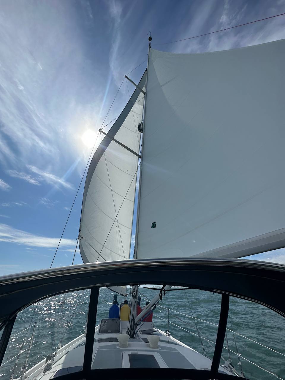 Full sails on the open water