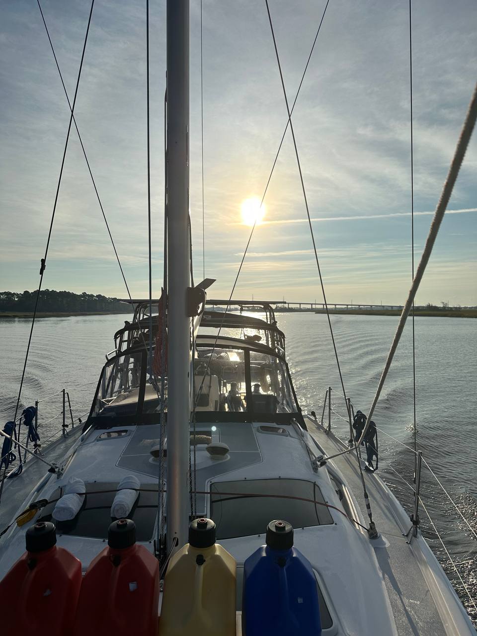 View from the bow at sunrise