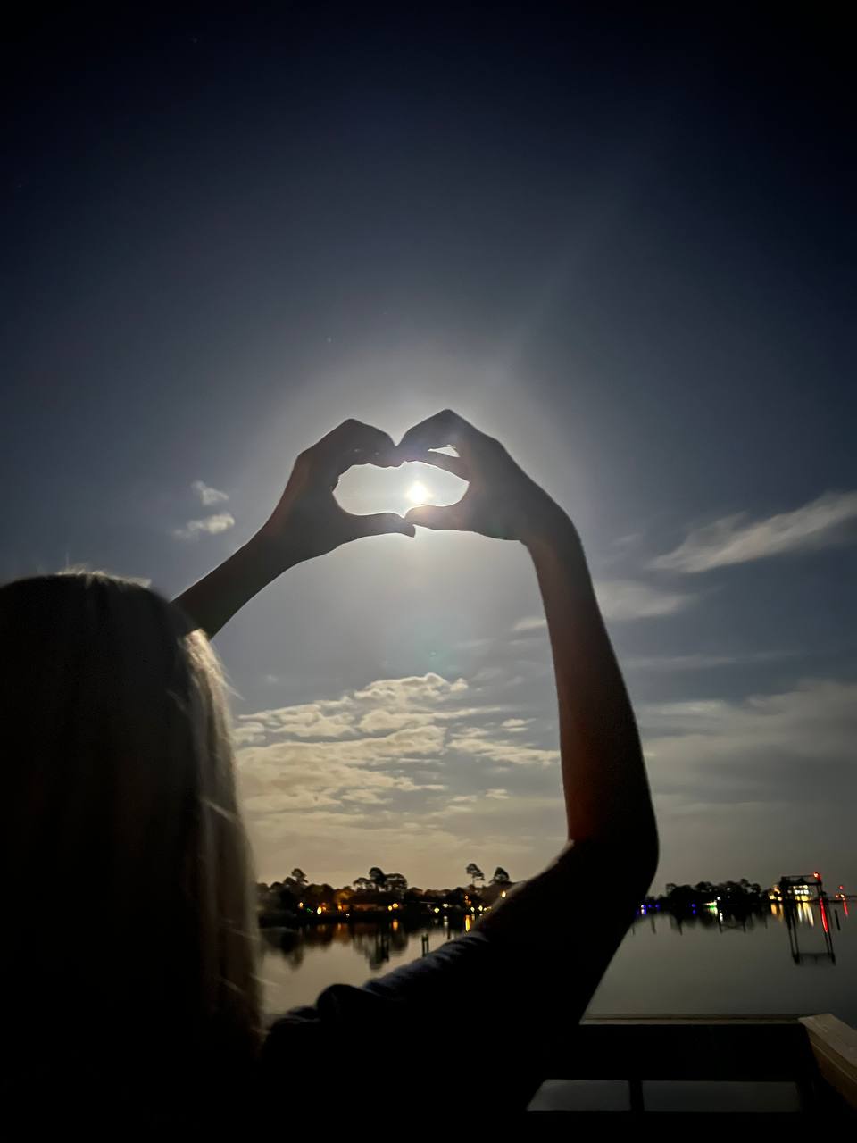 Heart framed around the sunset